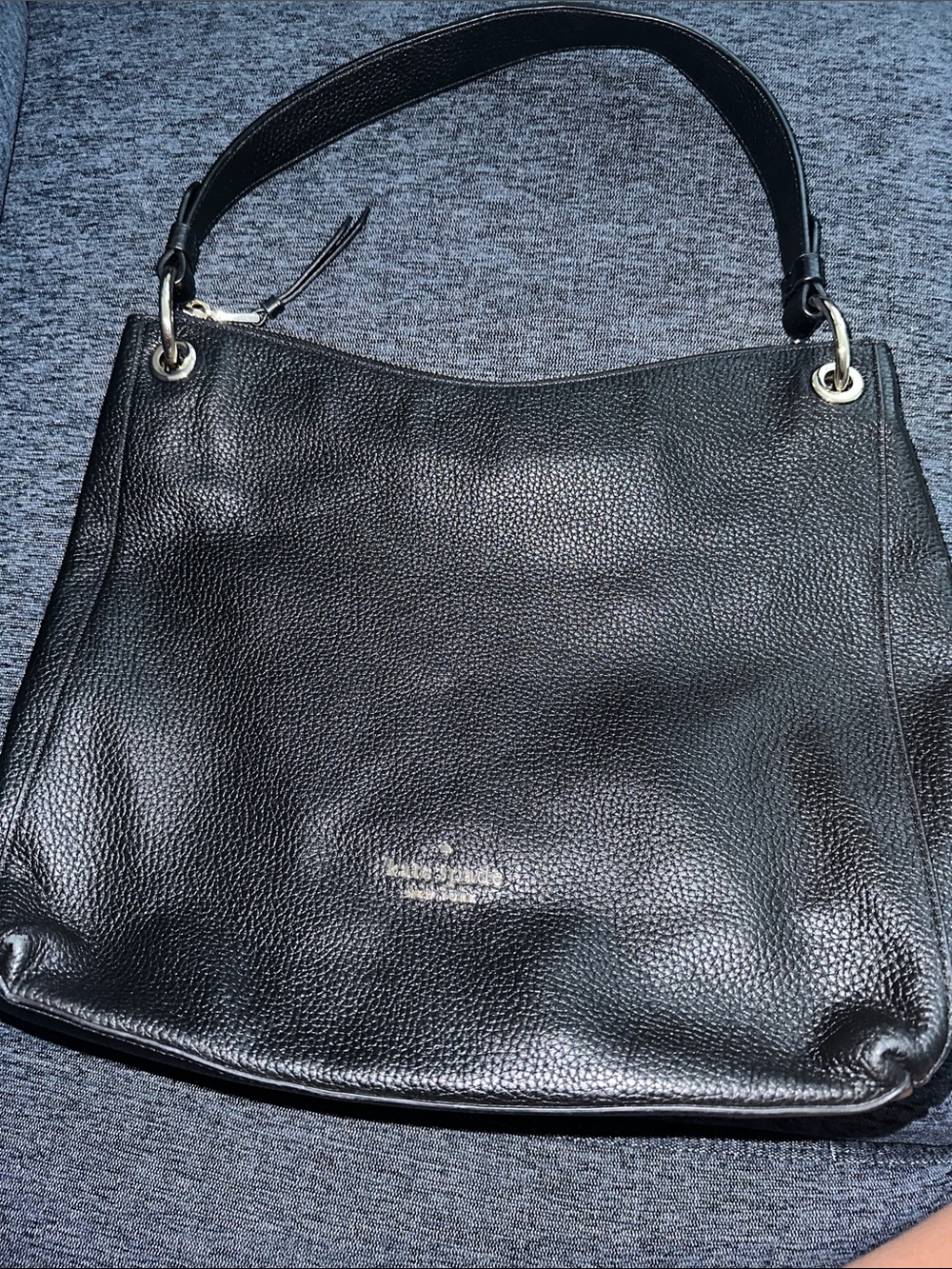 kate spade Black Pebbled Leather Shoulder Bag with Silver Hardware